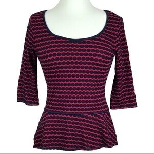 Red and Navy Peplum Knit Top
